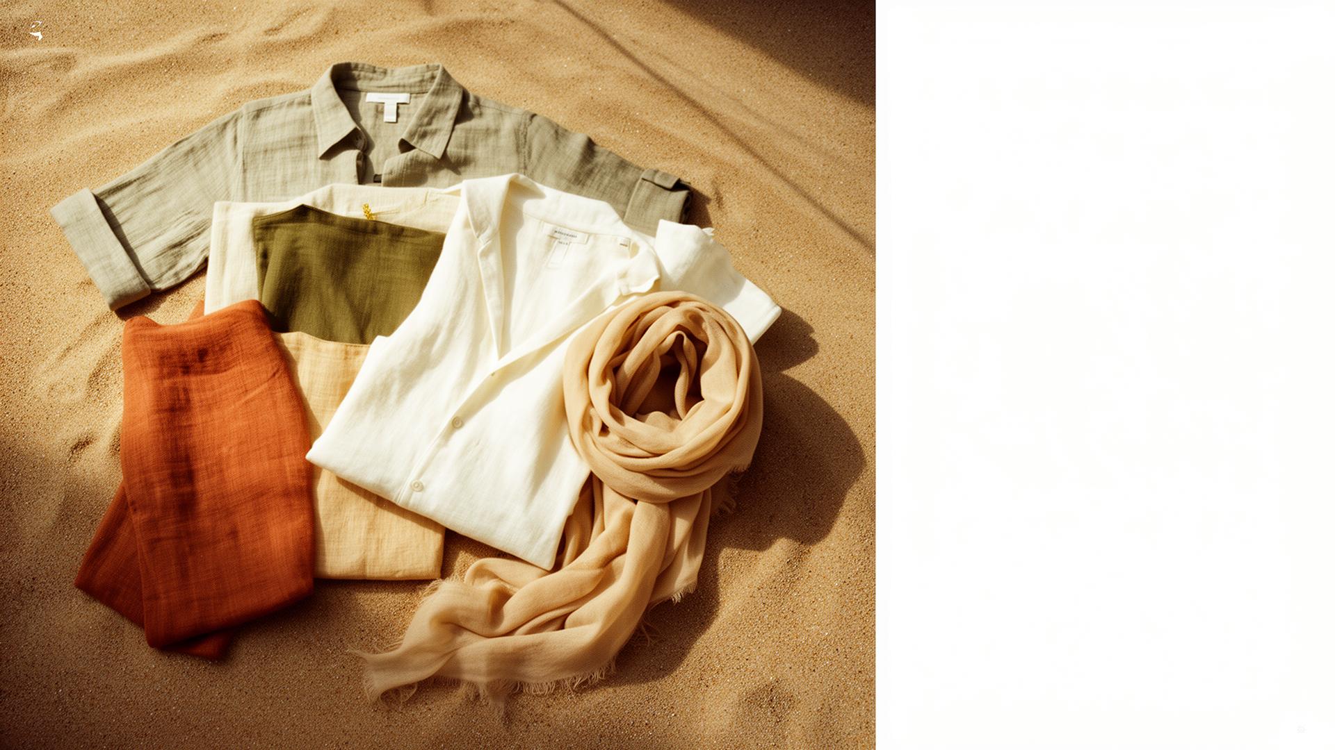 Flat-lay of fabric swatches in warm sand tones